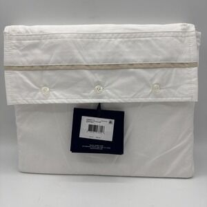 Ralph Lauren Organic Cotton Percale Palmer King Flat Sheet White Sand NEW $200